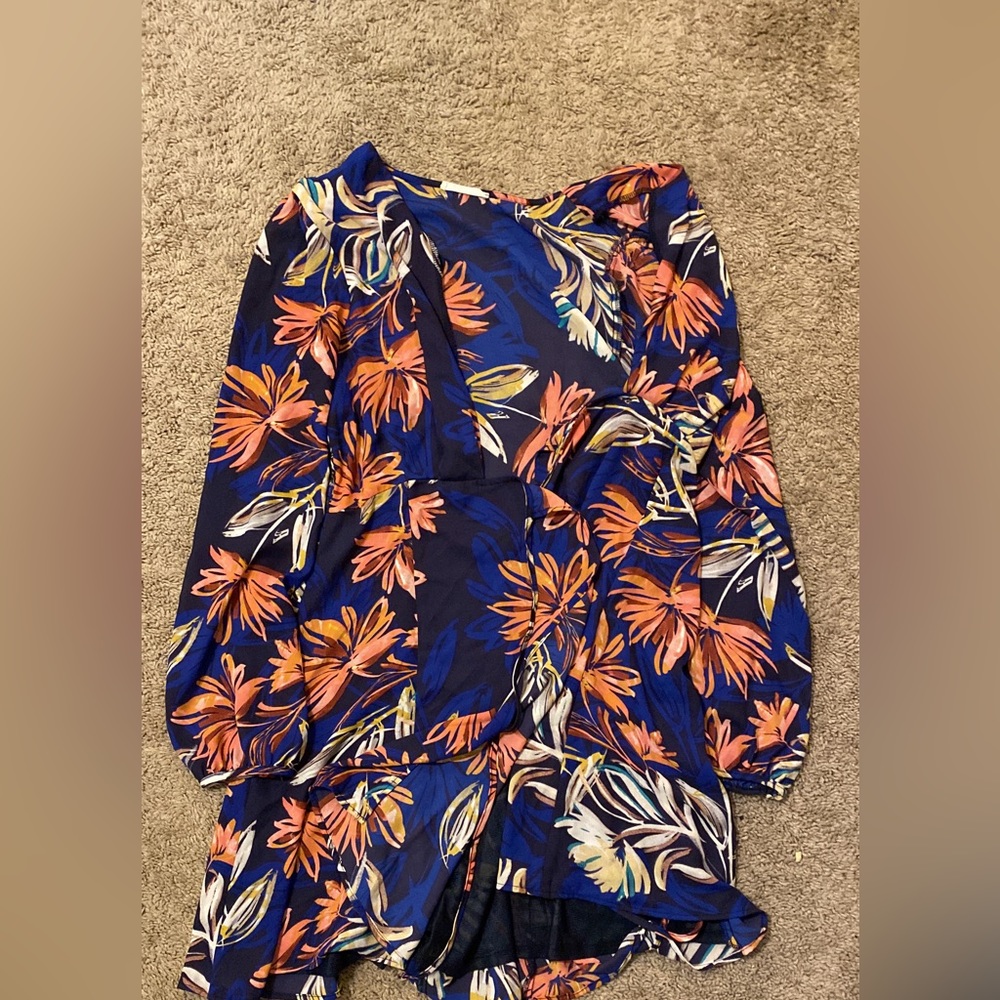 Tropical floral wrap dress
